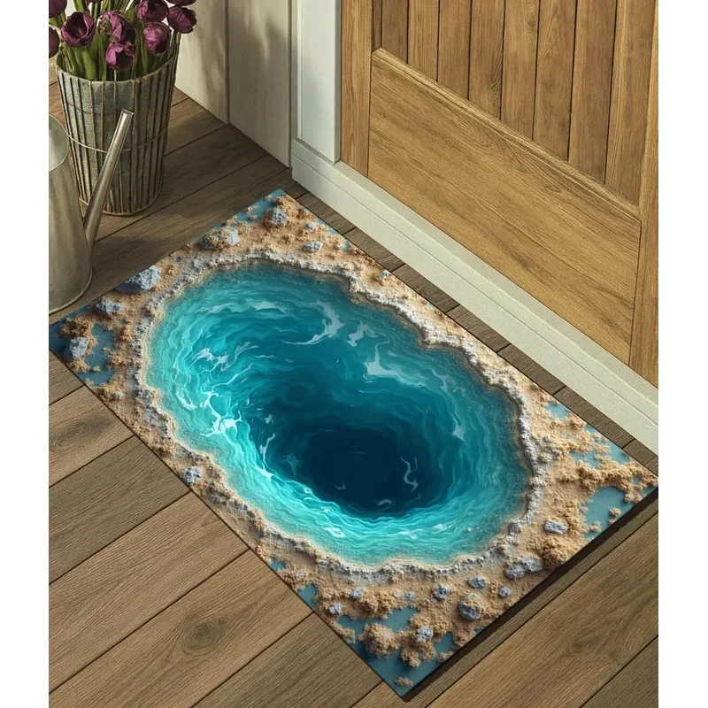 VIKAMA 3D Illusion Abyss Doormat Bathroom Kitchen Decorative Rug Visual Perforation Effect Creative And Fun Decorative Rug