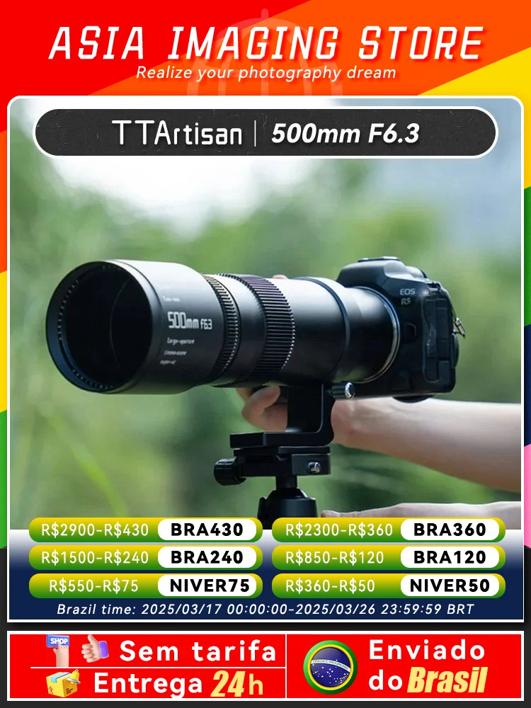 TTArtisan 500mm F6.3 Full Frame Large Aperture Telephoto Lens for Camera Photography with Sony E GFX Z F Canon EF RF L Mount