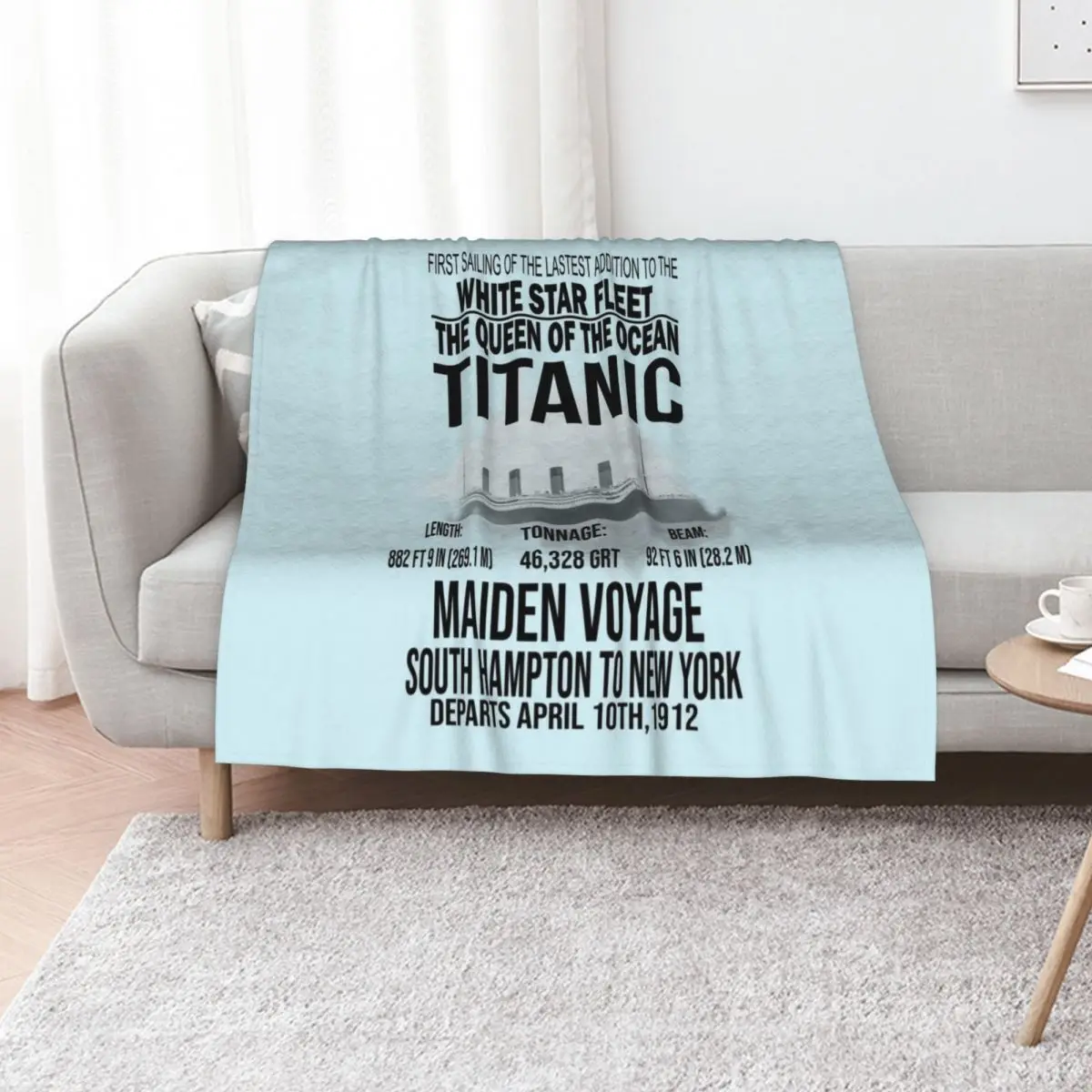 

Titanic Vintage Poster Cruise Sinking Ship Atlantic Ocean Voyage Throw Blanket Picnic Extra Large Throw Blankets