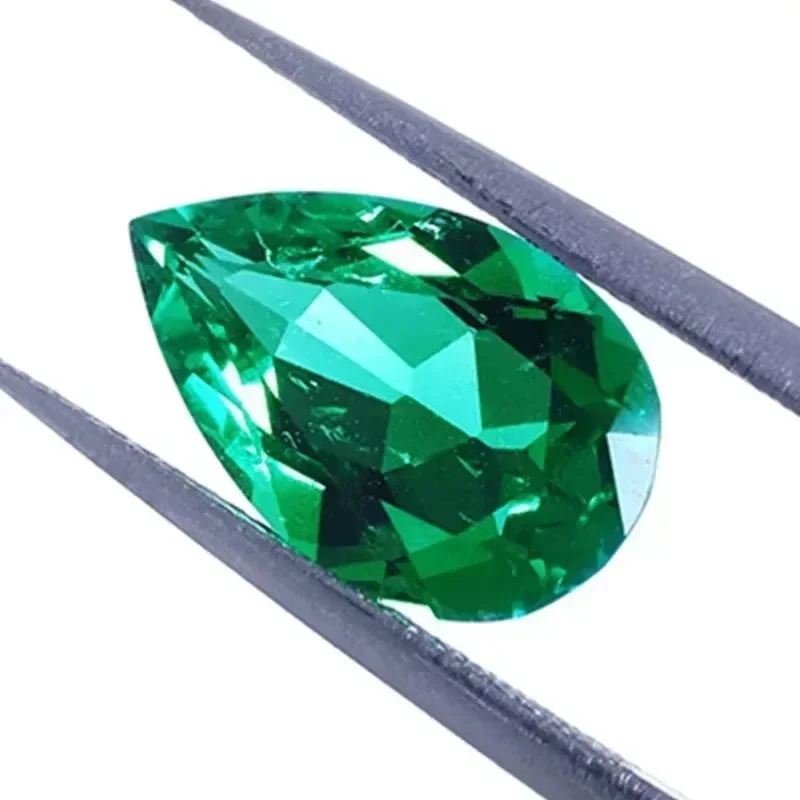 Lab Grown Colombia Emerald Pear Shape Hand-cut Hydrothermal Gemstone Beads for Jewelry Making Pendant Selectable Certificate