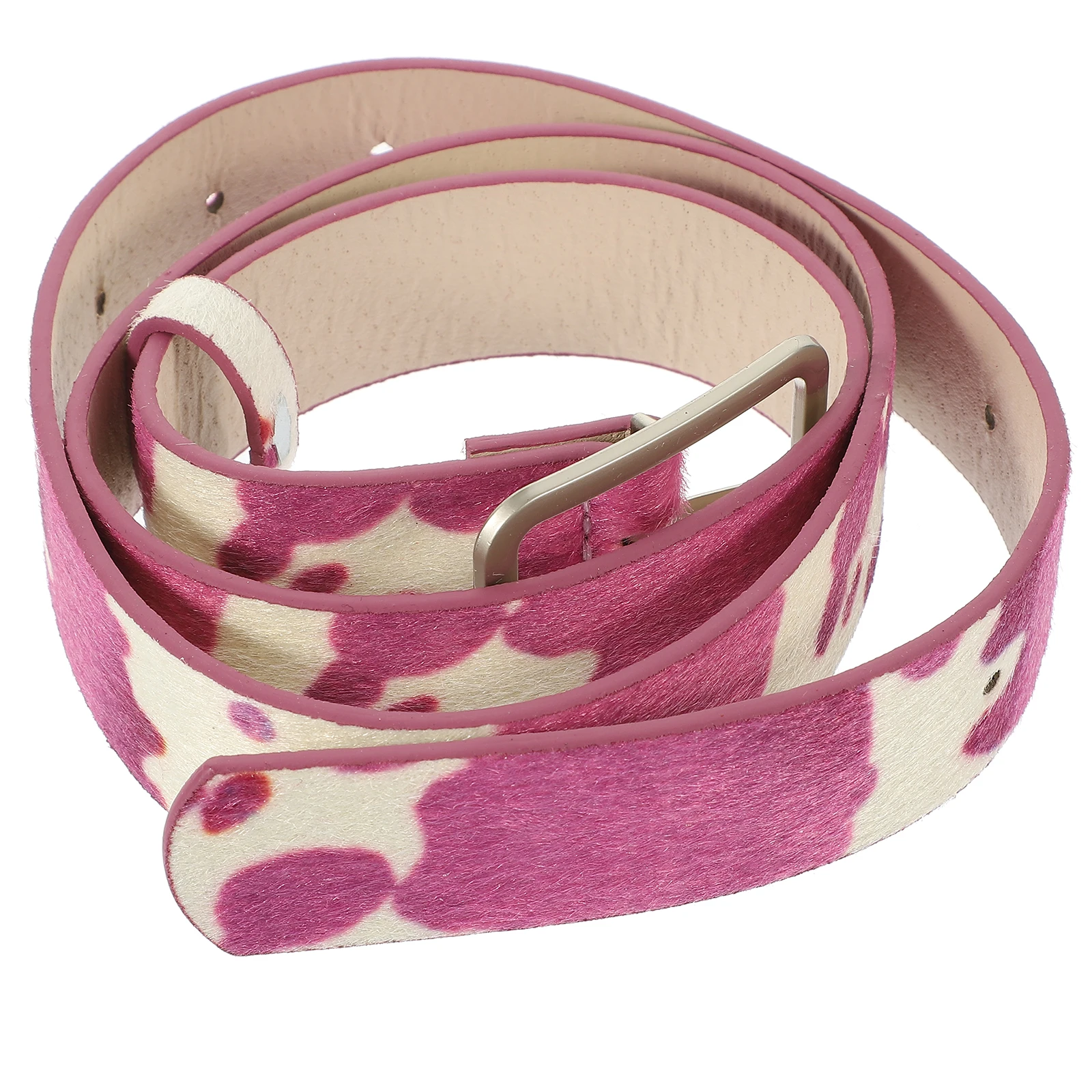 

Cow Print Belt Adjustable Animal Print Waist Band For Women Western Style Jeans Pants Casual Outfit Accessory