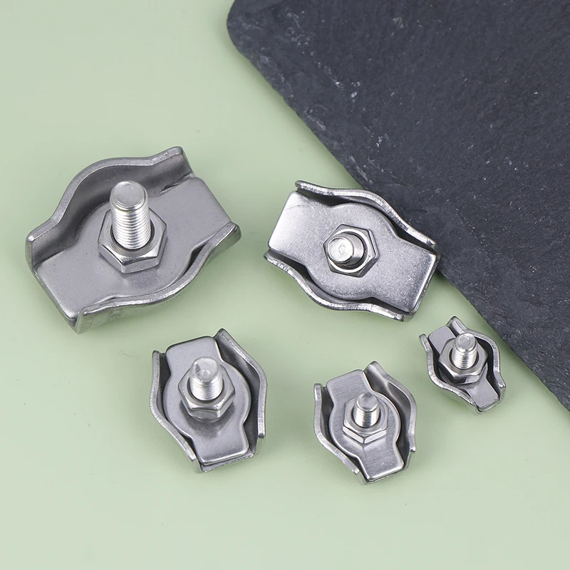 5pcs กันน้ําสแตนเลสสตีลเชือกลวดคลิปเดี่ยว Grips สาย Clamps Chuck ล็อค M2-M6 สายฮาร์ดแวร์ Fastener