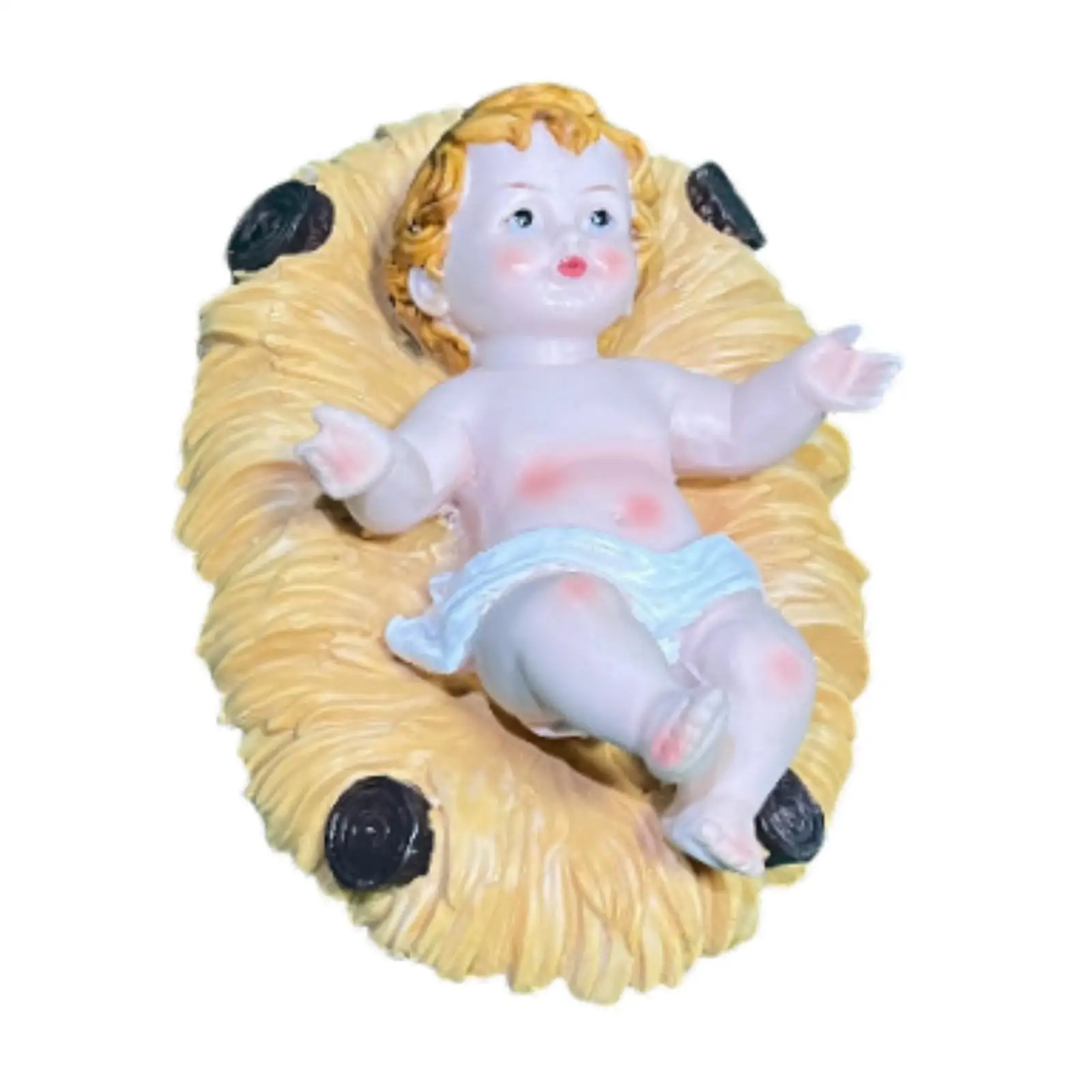 Baby Jesus Statue Sculpture Crafts Ornament Nativity Figurine Tabletop Decoration for Holiday Home Office Living Room Hallway