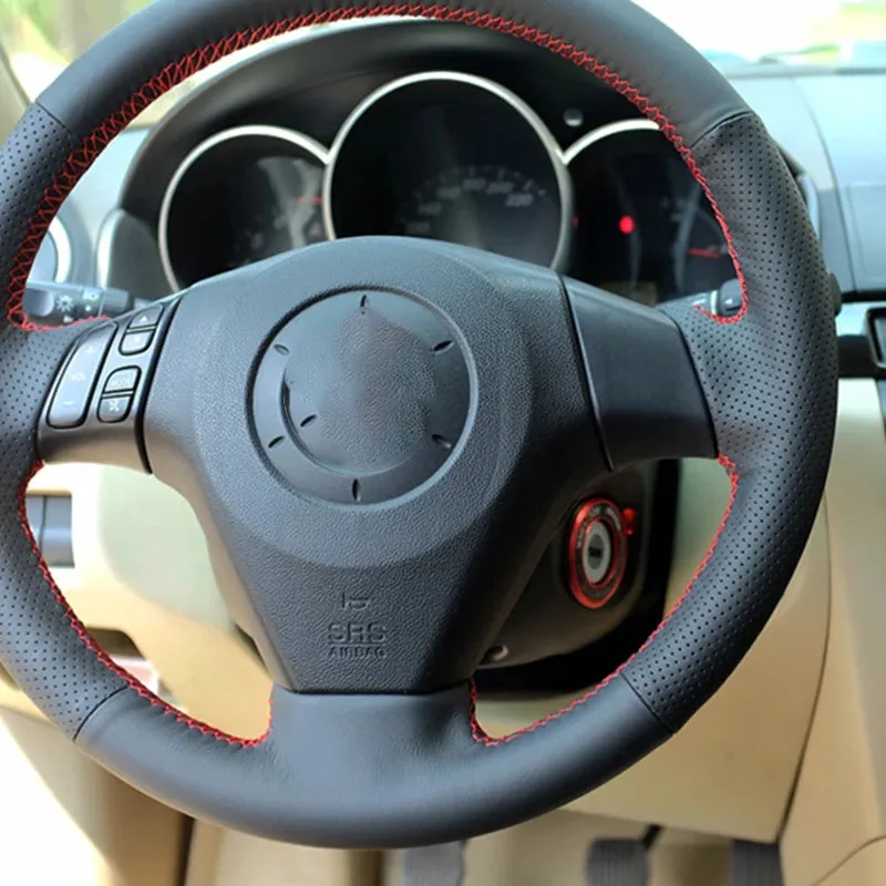 Black Car steering wheel cover For Old Mazda 3 2003 2004 2005 2006 2007 2008 2009 Mazda 6 2002 2003 2004 2005 2006 Mazda 5