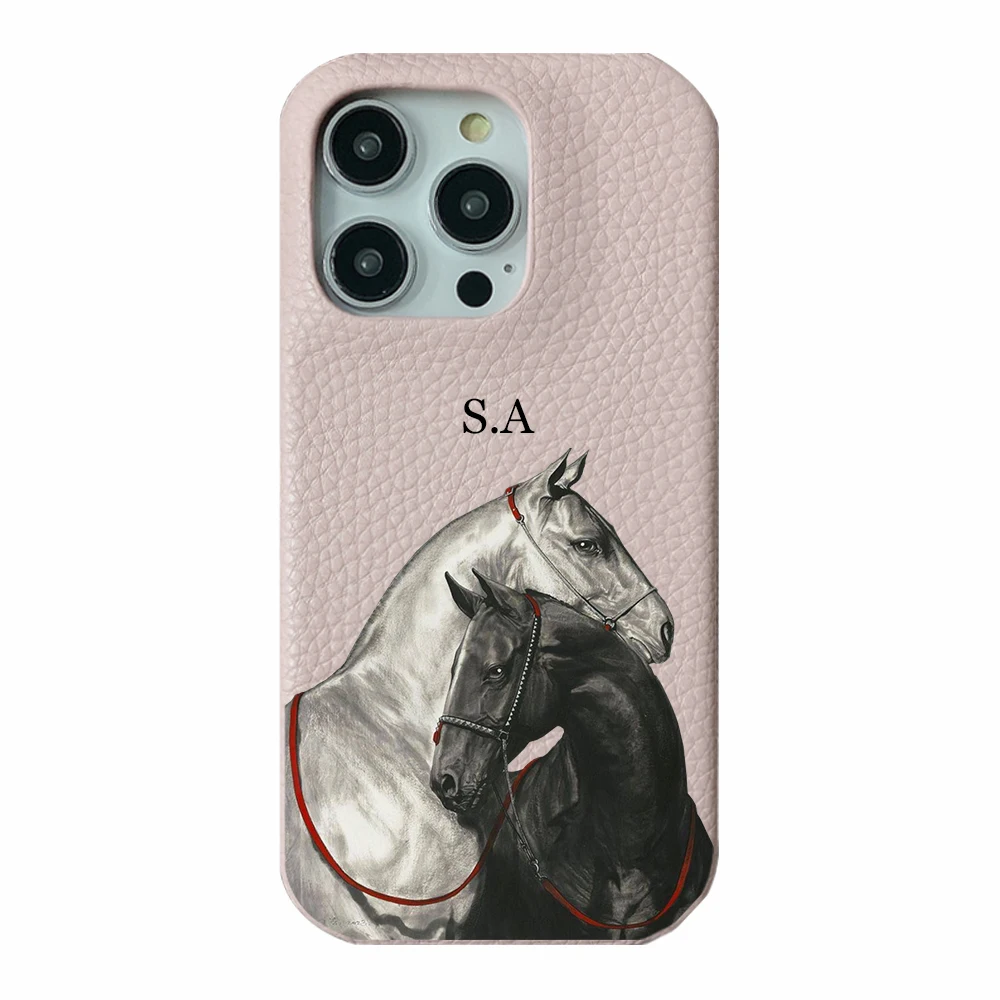 Personalizowane etui z miękkiej skóry PU z inicjałami na iPhone'a 18 17 13 15 Pro Xs Max 12 Mini 11 XR 16 Plus, luksusowe pokrowce — zdjęcie produktu 5