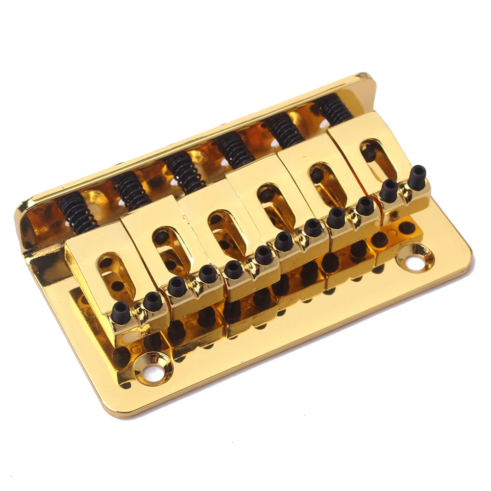 

1 Set 73Mm Golden 6 String Metal Saddle Bridge Strain Plate Guitar Ukulele Replacement Vintage Fit Precise Pre-Drilled Easy