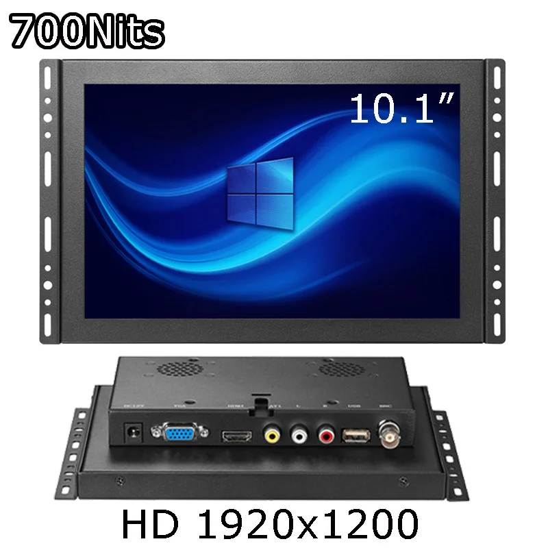 

700 Nits 10.1" High Brightness 1920x1200 HD Industrial Grade Resistive/Capacitive Touch Screen LCD Monitor With VGA HDMI USB