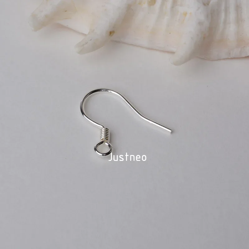 Crochet d'oreille, crochets de boucle d'oreille en argent sterling 925 massif 0.8x15x16mm avec bobine et boucle ouverte, composants de résultats de boucles d'oreilles en argent sterling