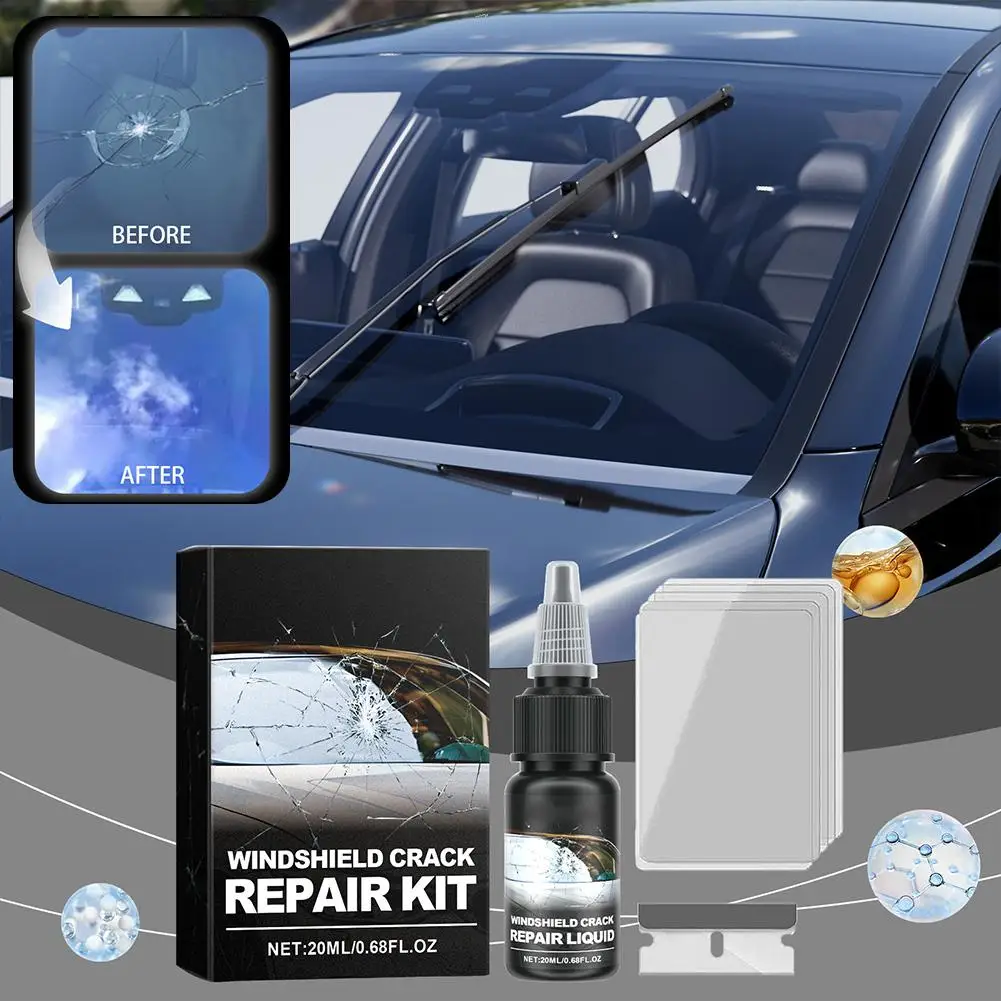 طقم تصليح خدش زجاج السيارة، 2025 طقم تصليح شقوق الزجاج الأمامي الجديد، إصلاح الزجاج الأمامي الكراك إصلاح السيارة العالمي السائل الانفلونزا M9Z2 #1