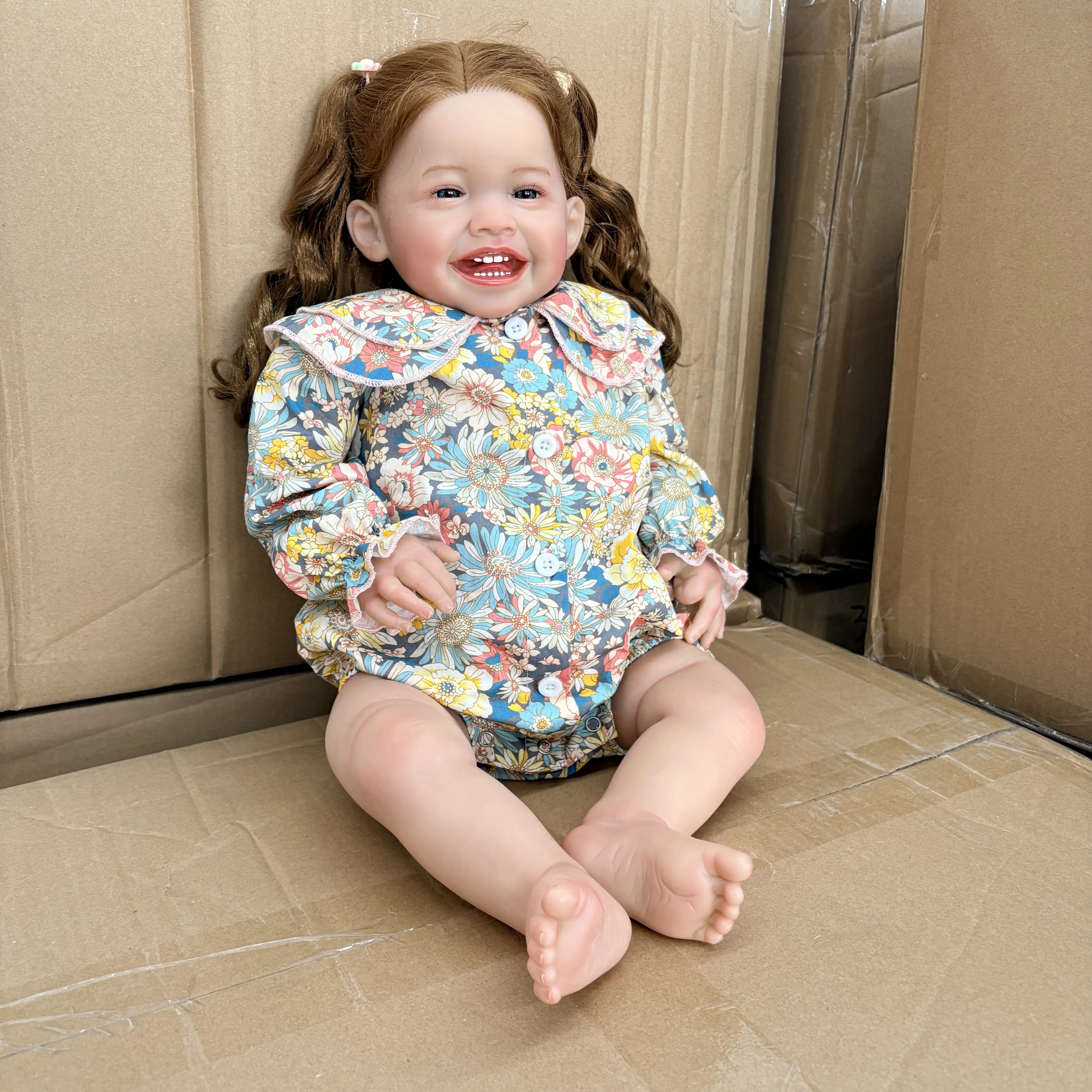 24 Inch Huge Size Reborn Baby Doll Mila with 3D Painted Skin & Visible Blue Veins Collectible Art Doll Gift for Girls