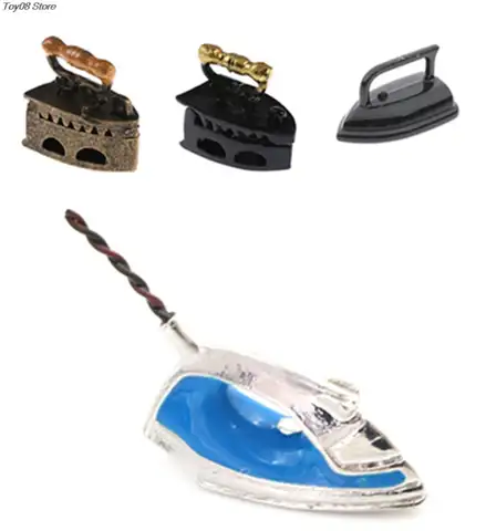 Mini Dollhouse Miniature 1:12 Toy Vintage Iron Clothes Tool Urniture Toys Accessories