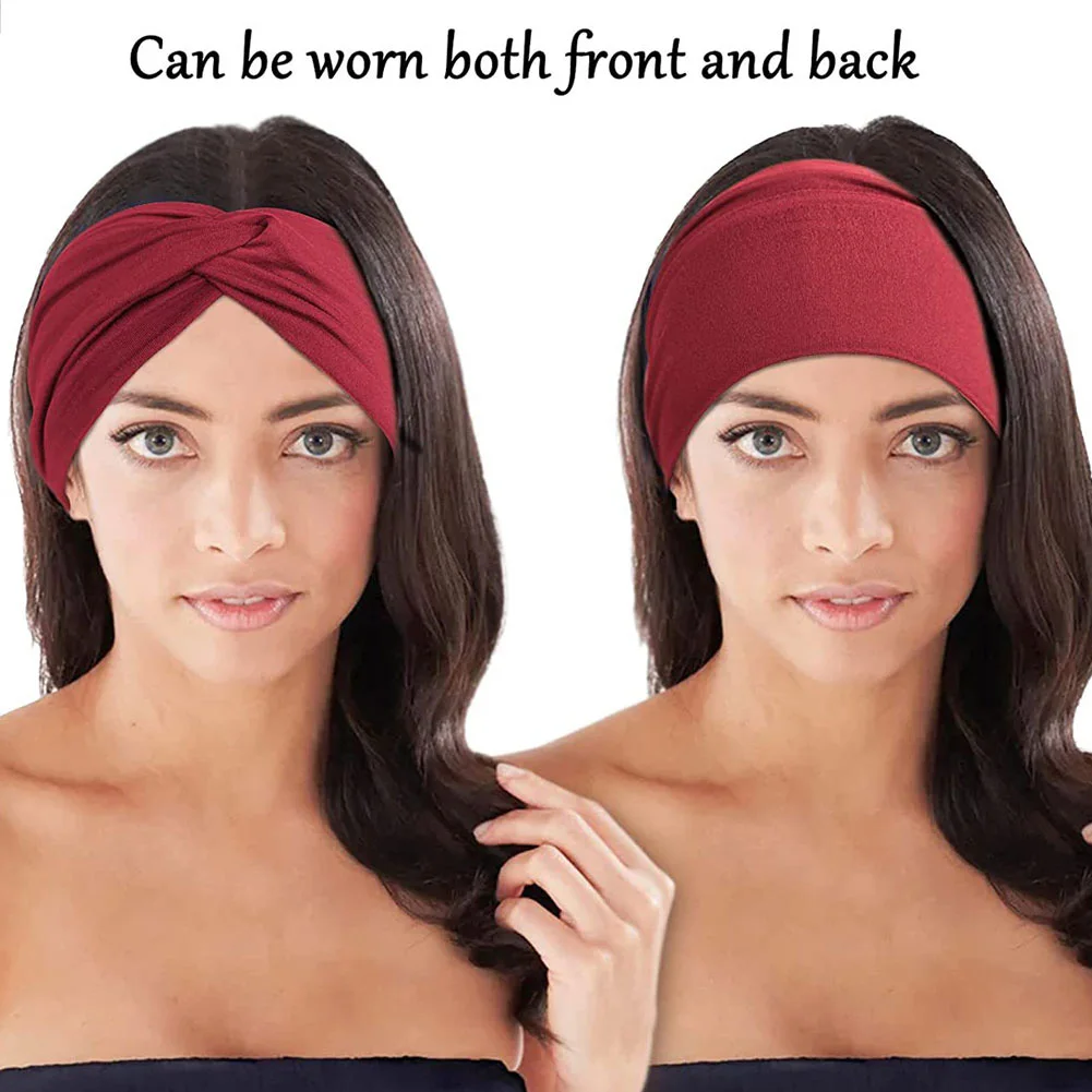 

Turban Twist Hair Wrap Women Wide Elastic Headbands Sweatband Makeup Hair Hoop for Yoga Fitness Running Cycling