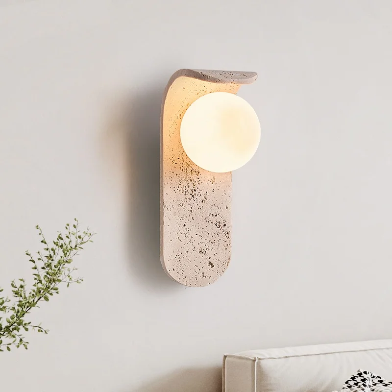 White Glass LED Wall Lamp Sconce Bedside Foyer Aisle Nordic Modern Yellow Cave Stone Creative Stair Light Fixture Lamparas