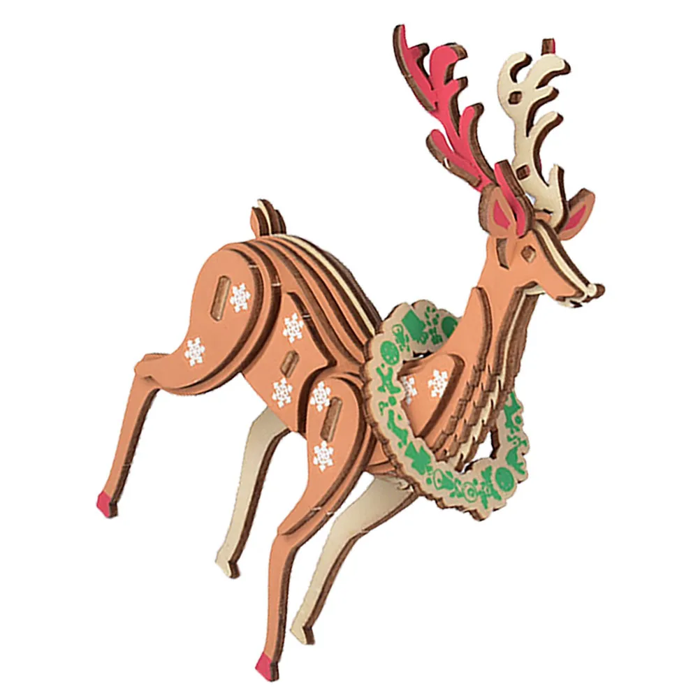 Drewniane puzzle świąteczne z reniferem, zestaw do samodzielnego wykonania dla dzieci, dekoracja świąteczna, łamigłówka z łośmiem, zabawka świąteczna, drewniane puzzle, pomysł na prezent dla chłopca i dziewczynki.