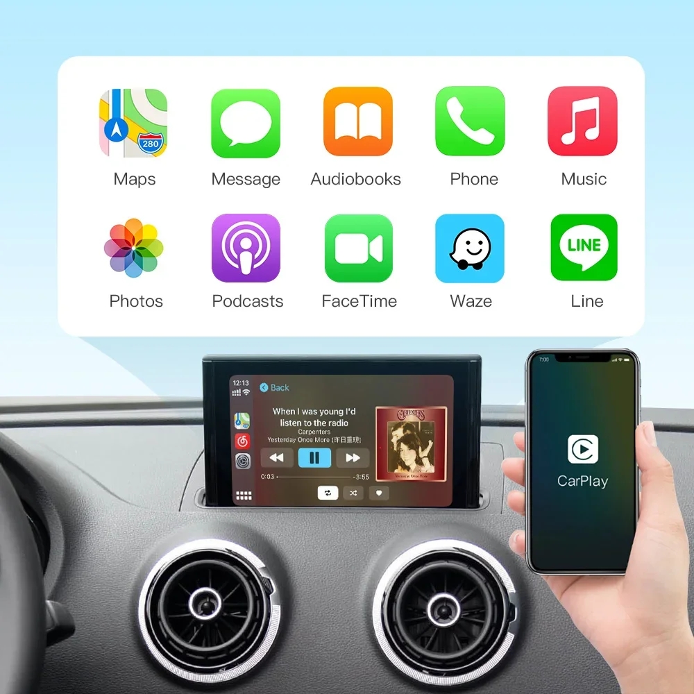 Wireless CarPlay Android Auto Module For Audi A3 8v Q2 8P 2013-2018 Bluetooth USB Reverse Camera Functions
