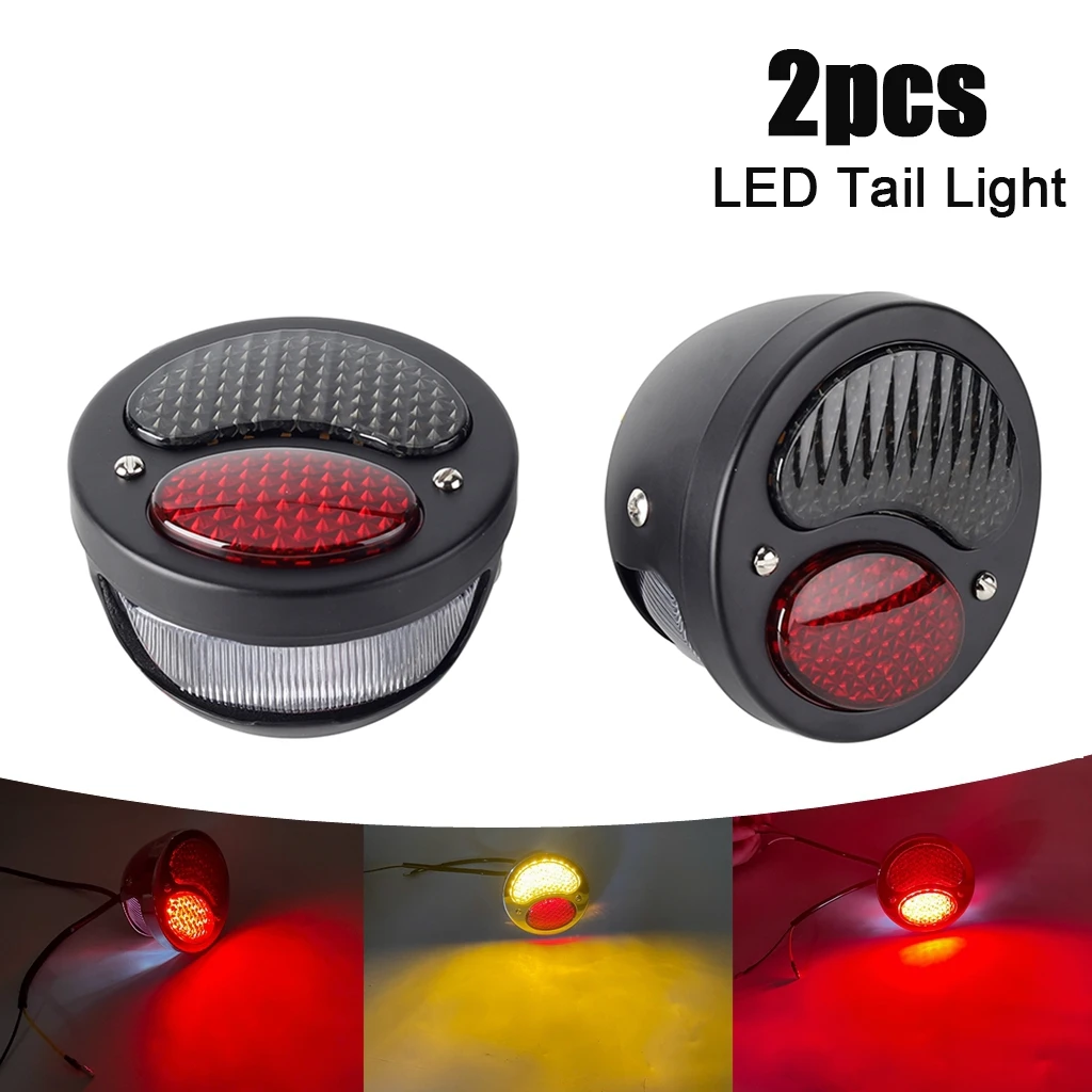 

2Pcs Retro Taillight LED Brake Turn Signal Runing Integration Vintage Tail Lights For Harley Bobber Chopper Cafe Racer Cruiser