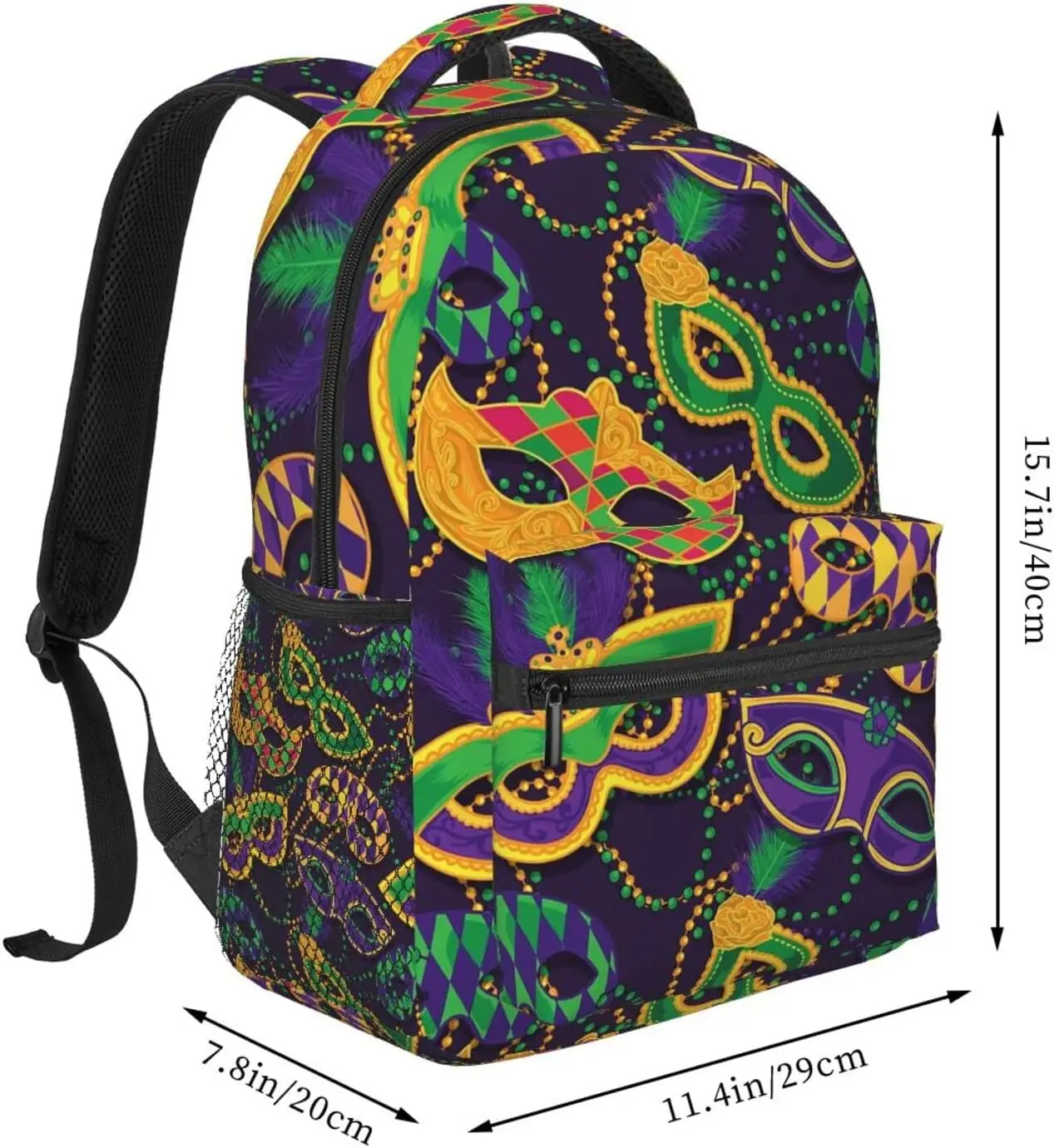 Colorful Mask For Mardi Gras Stylish Casual Backpack Purse Laptop Backpacks Pockets Computer Daypack Business Travel