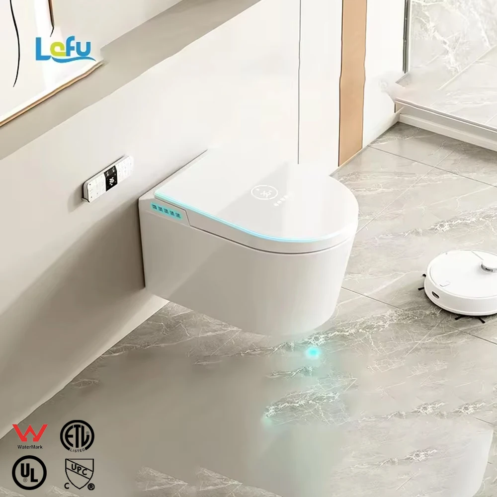 New Arrival Smart Electronic Wall-hung Toilet Intelligent Bathroom Wc With Floating Rimless Bowl Elongated Shape view 2