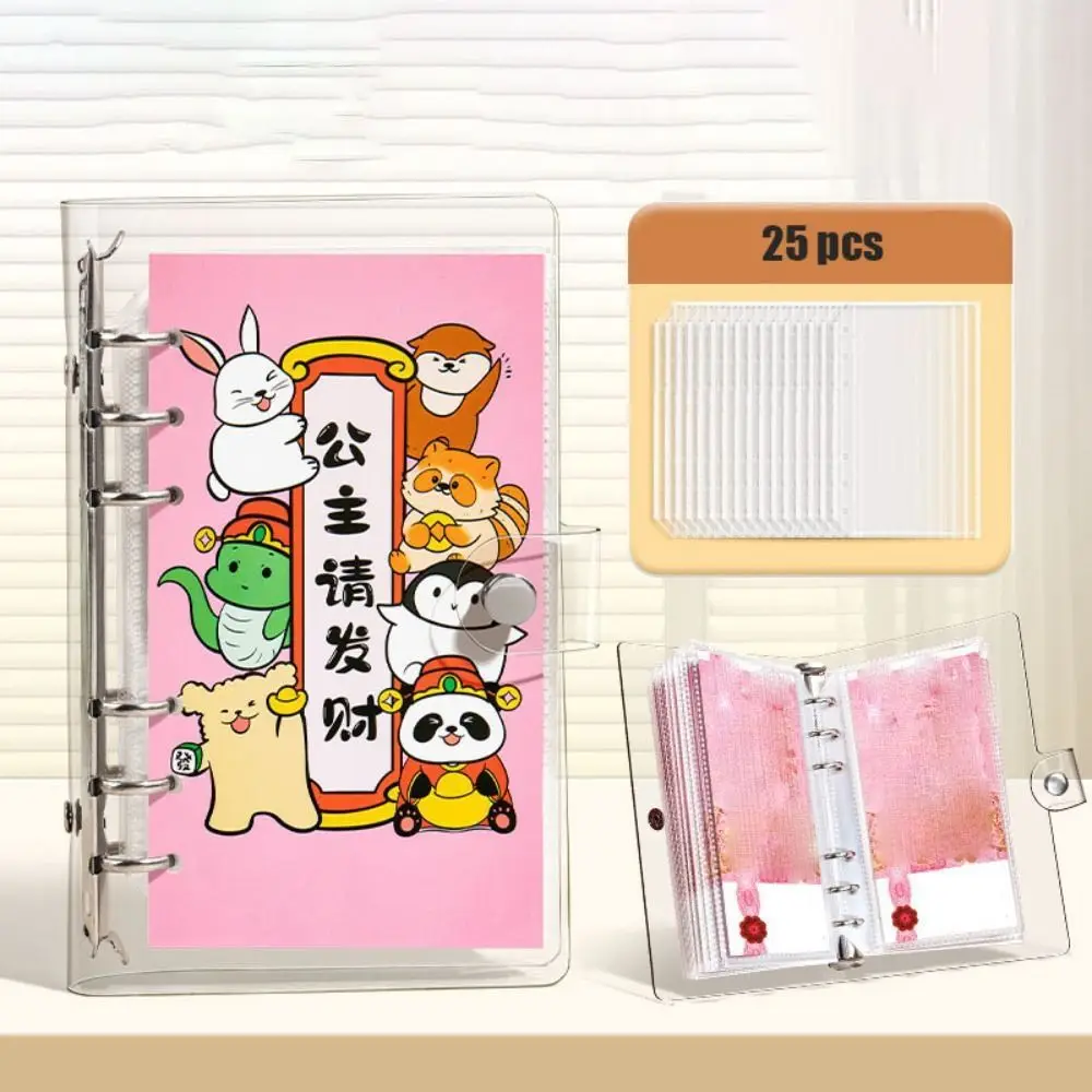 Budget Planner A6 Saving Money Binder Cartoon PVC Budget Binder Refillable Portable Account Book New Year's Gift