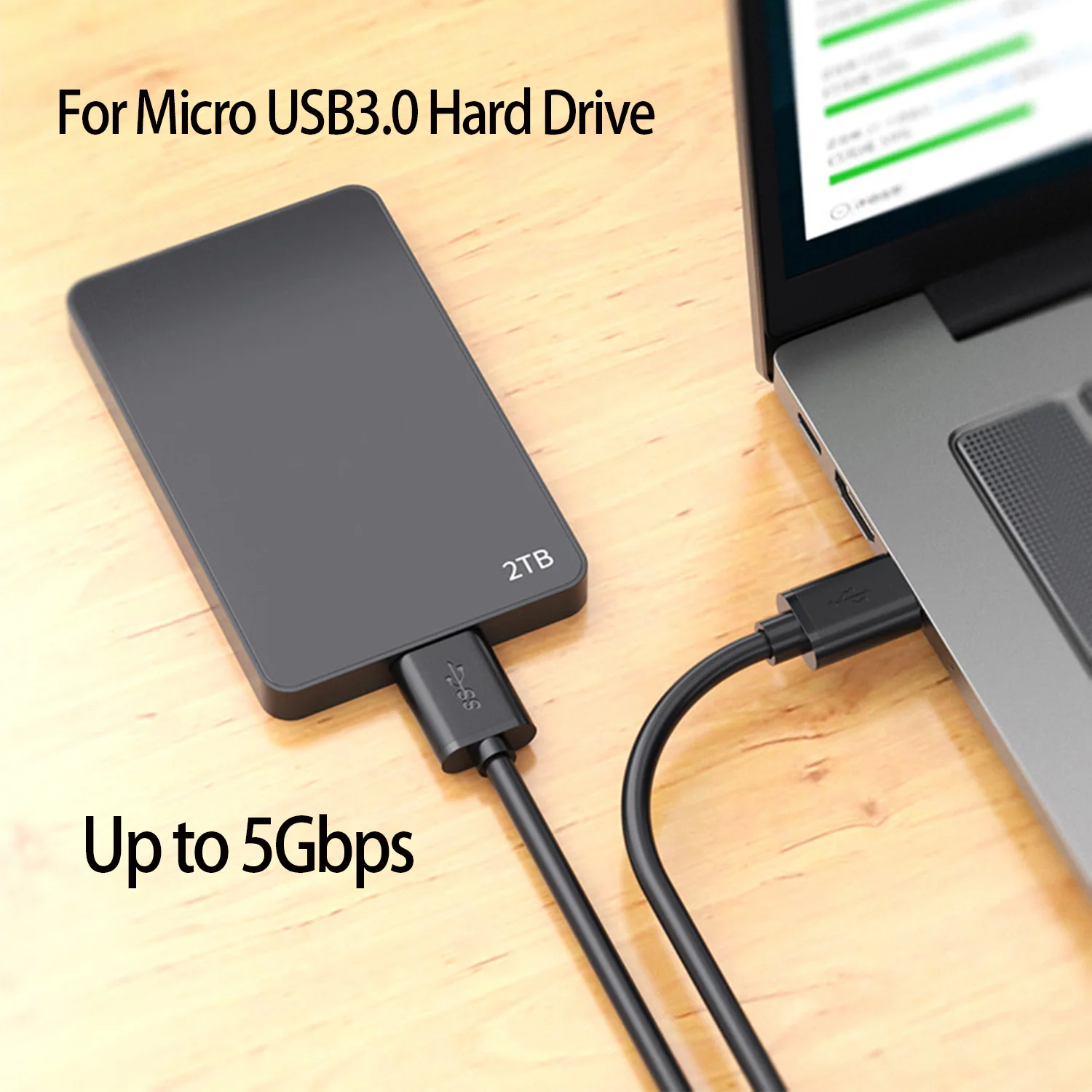 Micro USB3.0 External Hard Drive Data Cable High Speed up to 5Gbps USB A/C to Micro USB3.0 Sync Cord Wire for Hard Drive