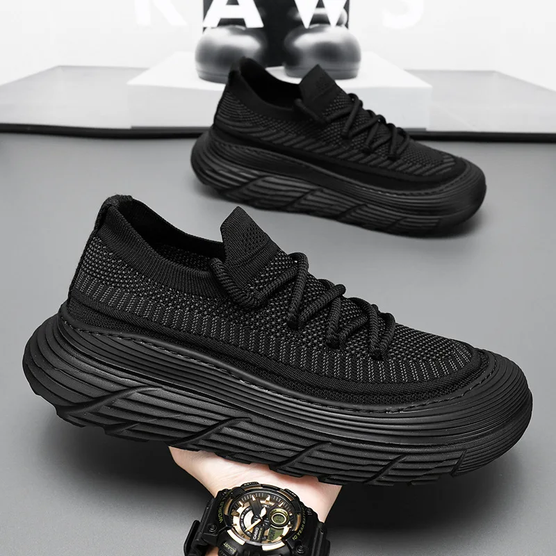 2024 Summer New fly weave Breathable Casual Shoes Comfortable Platform Anti Slip Running Shoes Concise Fashion Tennis Sneakers