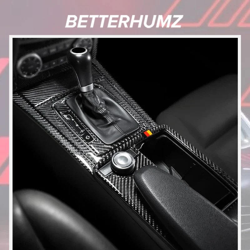 لمرسيدس بنز W204 C فئة ألياف الكربون وحدة التحكم المركزية والعتاد شيفتر لوحة إطار الكسوة ملصق اكسسوارات السيارات الداخلية ضبط #4