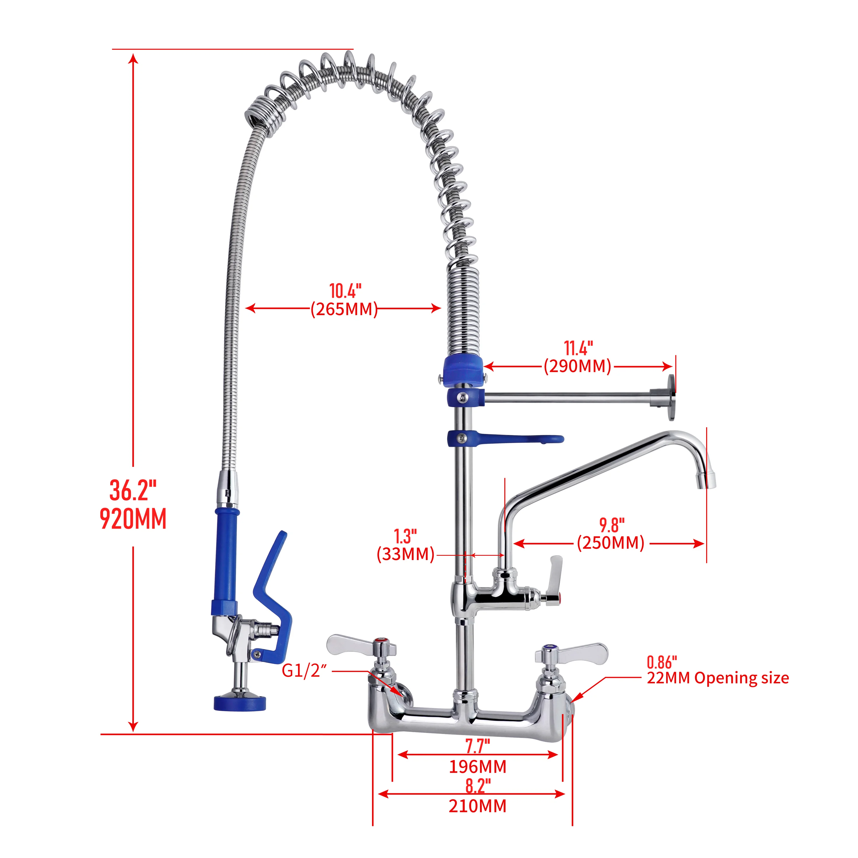 Commercieel restaurant Directe - Commercial Pre Rinse Kitchen Faucet Wall recensie en prijs