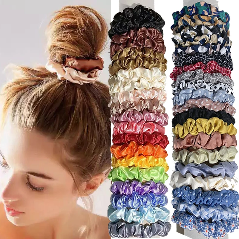 

20pcs Women Intestine Shaped Hair Ties Elastic Hairband Girls Sweet Fabric Hairbands Hair Accessories Ponytail Holder Hair Ropes