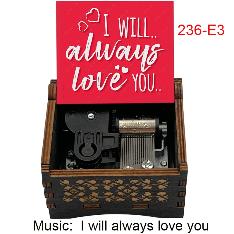 I Will Always Love You Wooden Music Box Romantic Girlfriend Boyfriend Husband Wife Christmas Gift Decoration Collection