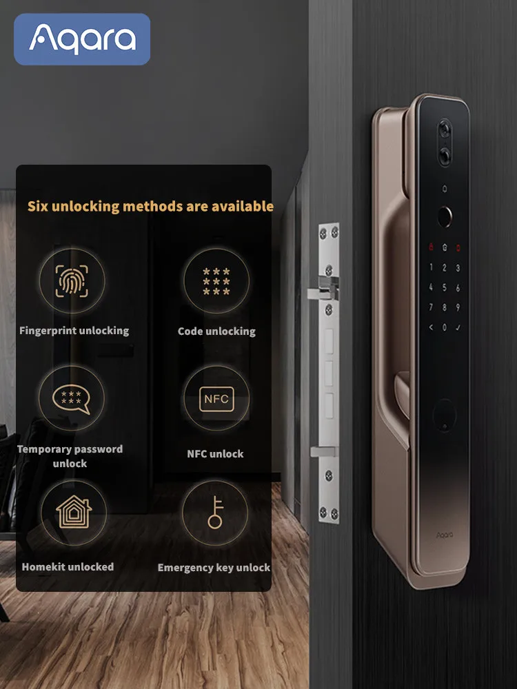 Imagem -02 - Aqara Smart Door Lock H100 Automatic Cat Eye Zigbee Corpo Sensor de Luz Nfc Bluetooth Impressão Digital Desbloquear para o Aplicativo Homekit