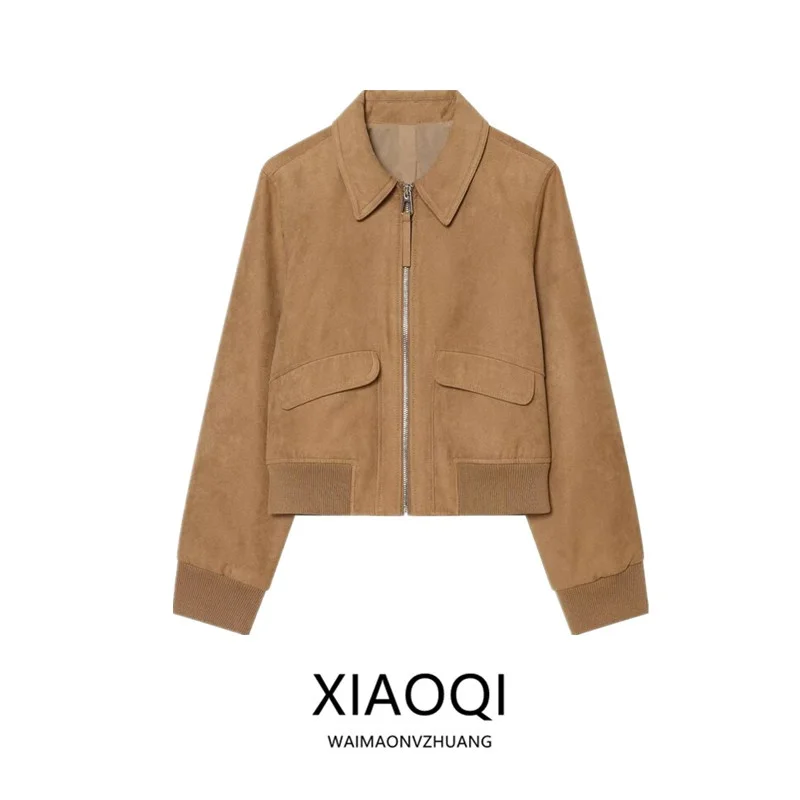 Fall 2026 Women's Pilot Jacket Design Casual Style Zipper Closure Collared Outerwear Versatile Fashionable Ladies' Short Coat