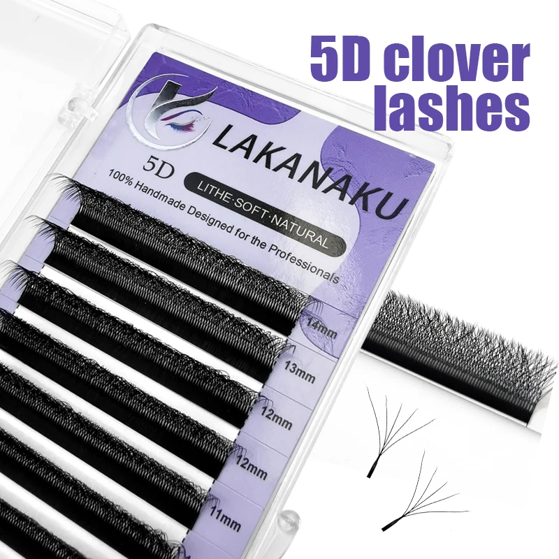 LAKANAKU W Shape Bloom 3D 4D 5D Premade Volume Fans Eyelash Extensions Natural Soft Professional Lashes