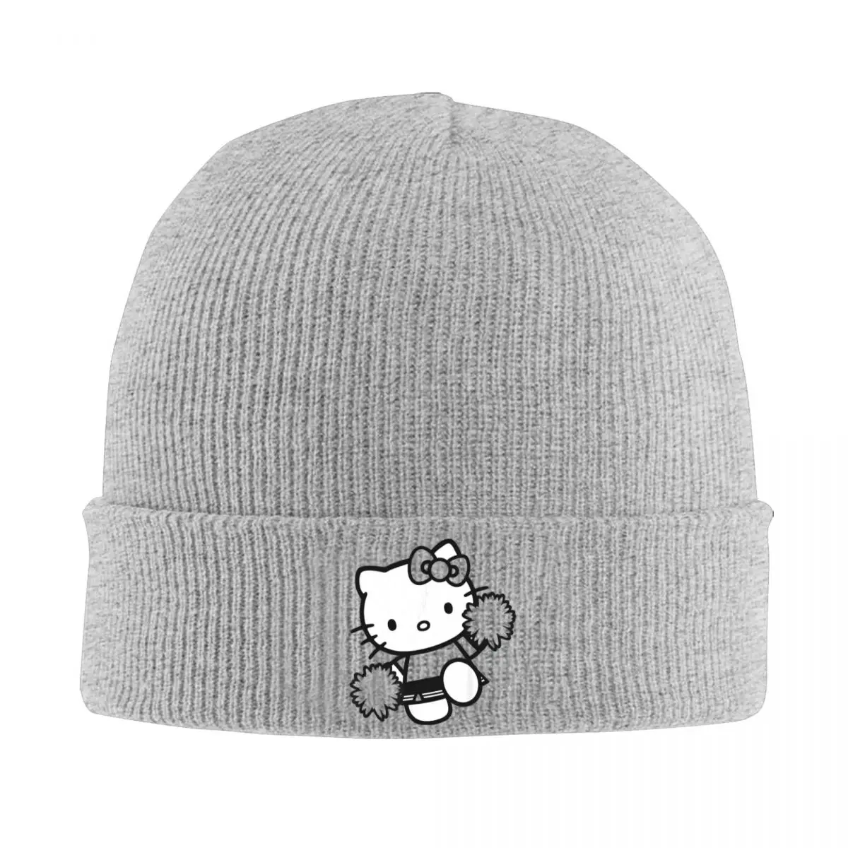 Hello Kitty Cheerleader Squad Team Knitted Hat Autumn Winter Skullies Beanies Baggy Japan Cartoon Caps Acrylic Hot Sale Skullcap