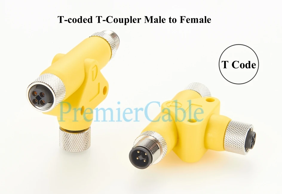M12 T-Codierungs-T-Verteilerstecker, T-Code 4-Pin-Feldstecker, 3-Wege-T-Koppler, runder Stromfeldadapter für Servomotoren – Detail 3