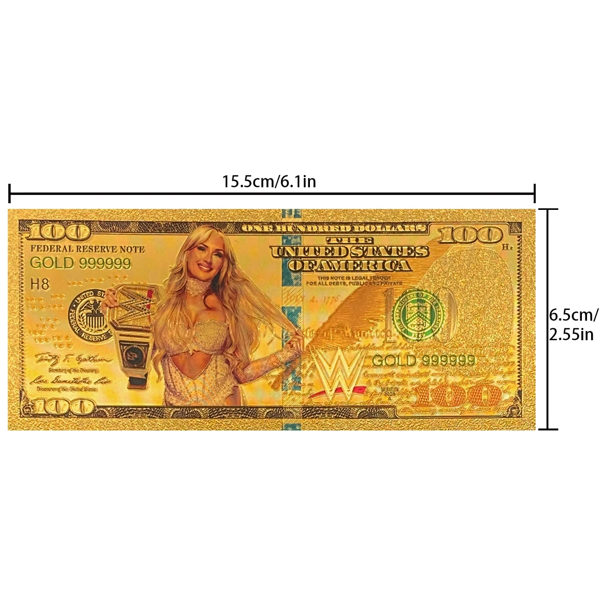 مائة دولار من الأوراق النقدية المطلية بالذهب عيار 24 قيراط الأمريكية Pro Wrestling Stars Fan تذكارية مجموعة الأوراق النقدية البلاستيكية - هدية قابلة للاستخدام #6