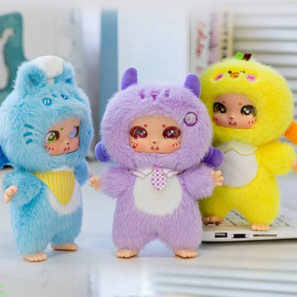 

Brightly Colored Animal Series Big Eyes Huggable Design Stuffed Animals Keychain Soft Cartoon Vinyl Figurine Gift Giving