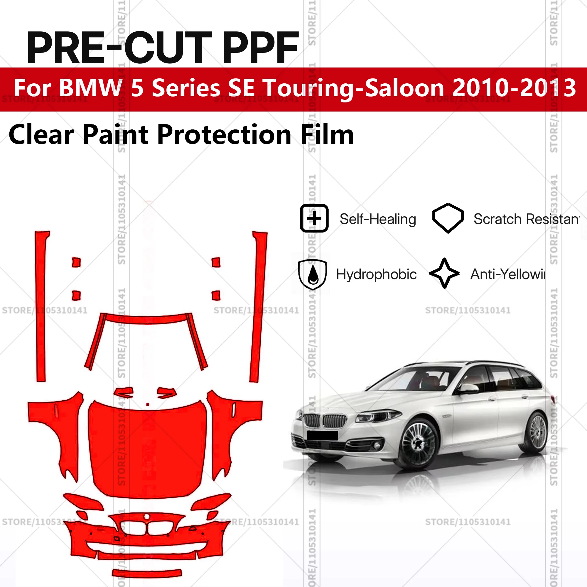 

For BMW 5 Series SE Touring-Saloon 2010-2013 Pre-Cut Paint Protection Film PPF Transparent Car Film Professional Automotive PPF