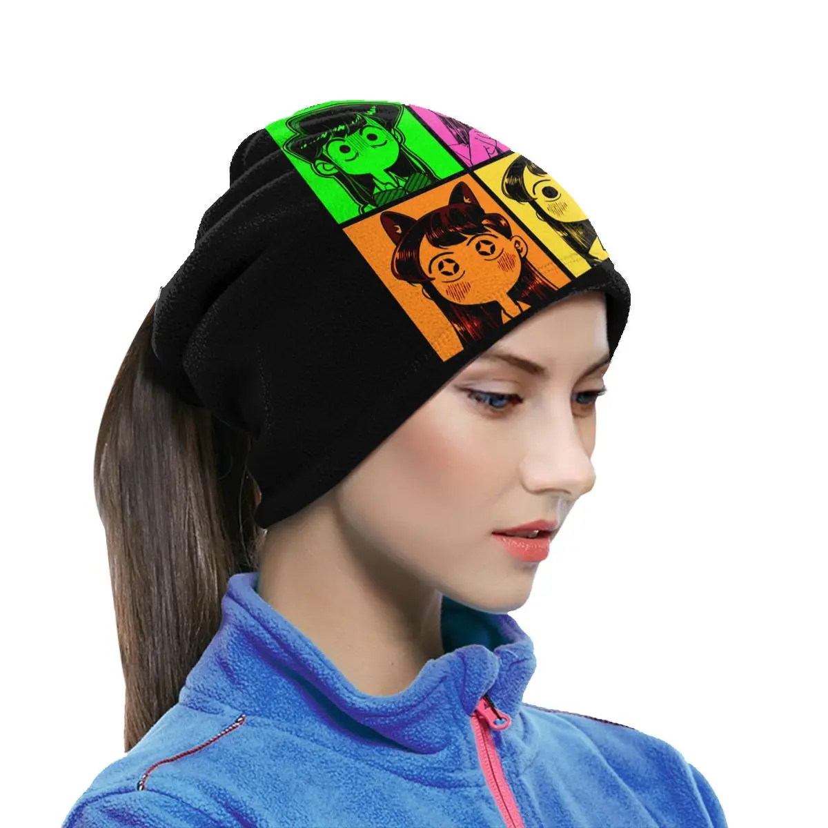 Manga Pop Art Komi San Curious Excited Smile 01 Microfiber Neck Gaiter Bandana Scarf Sports Printing Breathable