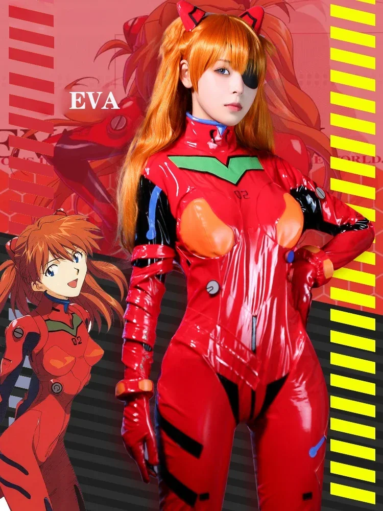 New Eva Shikinami Asuka Langley Soryu Jumpsuits Suit Bodysuit For Women Anime Asuka EVA PU Jumpsuits Cosplay Costume 2026 view 4