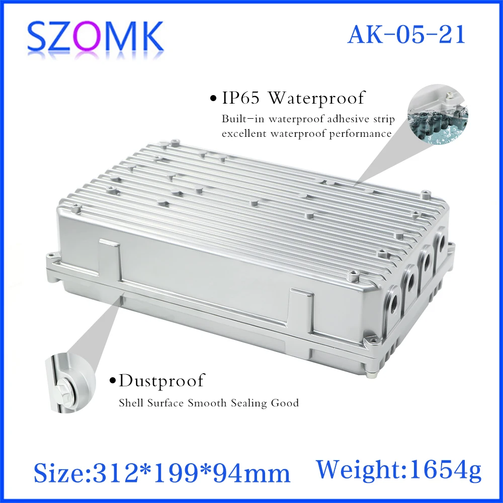 304x184x78mm Diy Aluminium Electronics Enclosure Amplifier Die Cast Aluminum Case IP67 Signal Project Housing Box Base Station