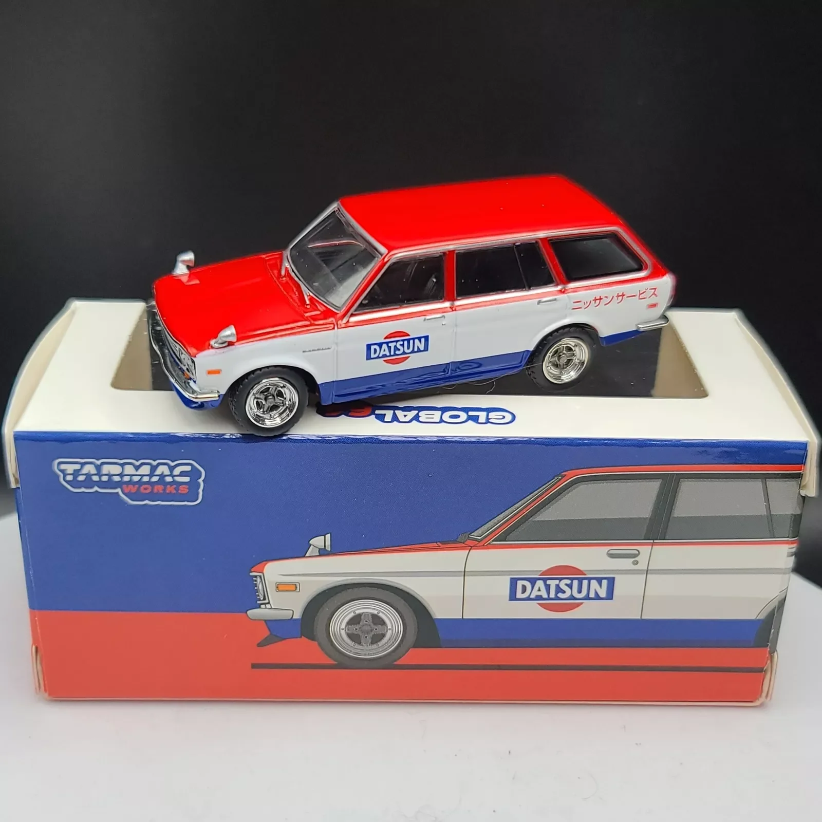 Tarmac Works Datsun Bluebird 510 Wagon — Datsun Service Car (2022 Global 64) Коллекция литых моделей автомобилей, ограниченный выпуск, Hobby T