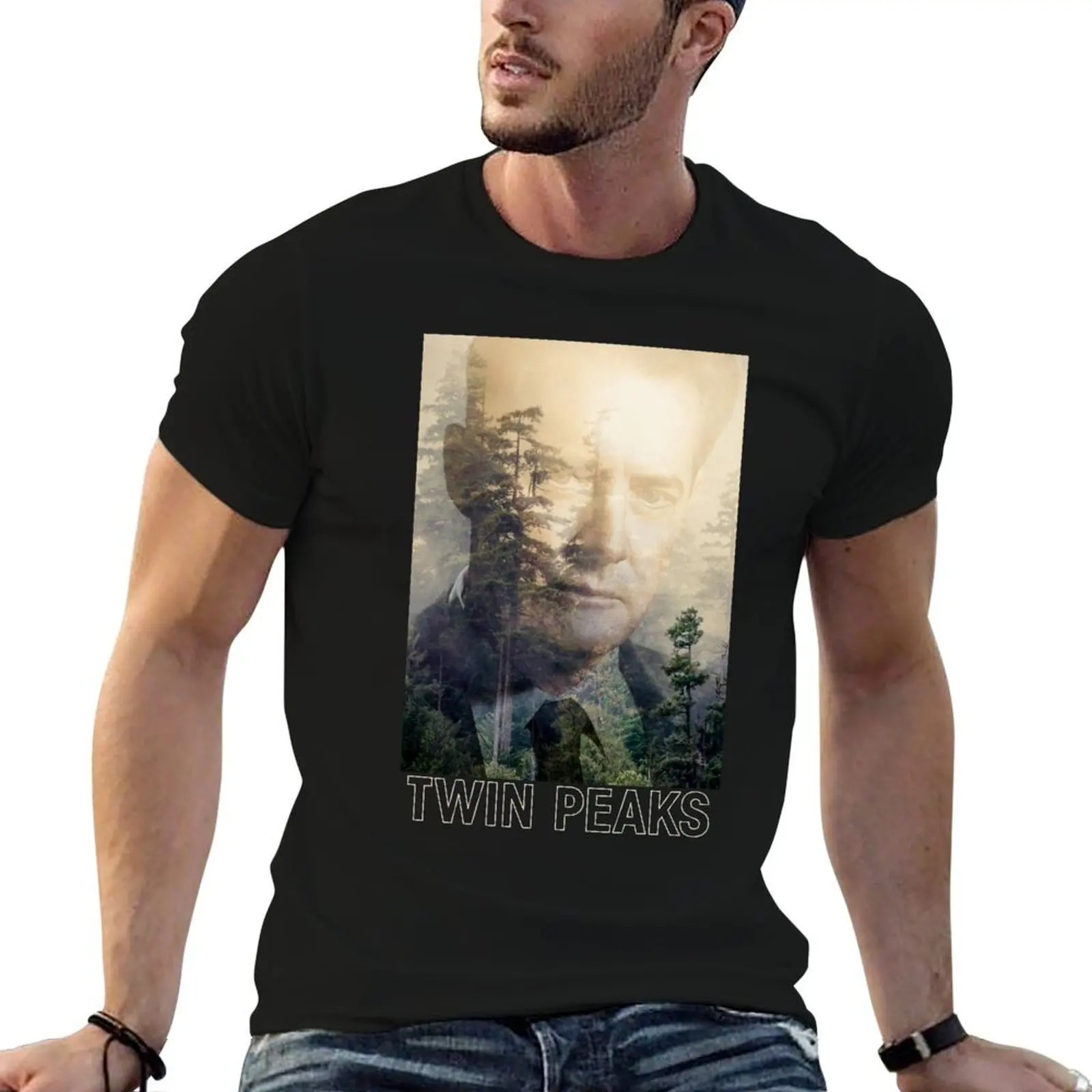 Twin Peaks Agent Cooper Double Exposed FBI Distressed Photo T-Shirt cotton t shirt pack t shirt man luxury T-Shirt