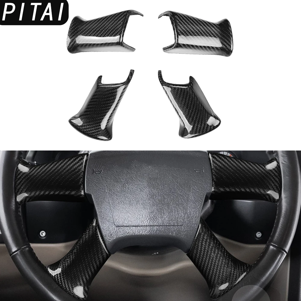 For Buick Rainier 2002-2009 Real Carbon Fiber Steering Wheel Button Panel Decoration Strips Car Interior Accessories Sticker