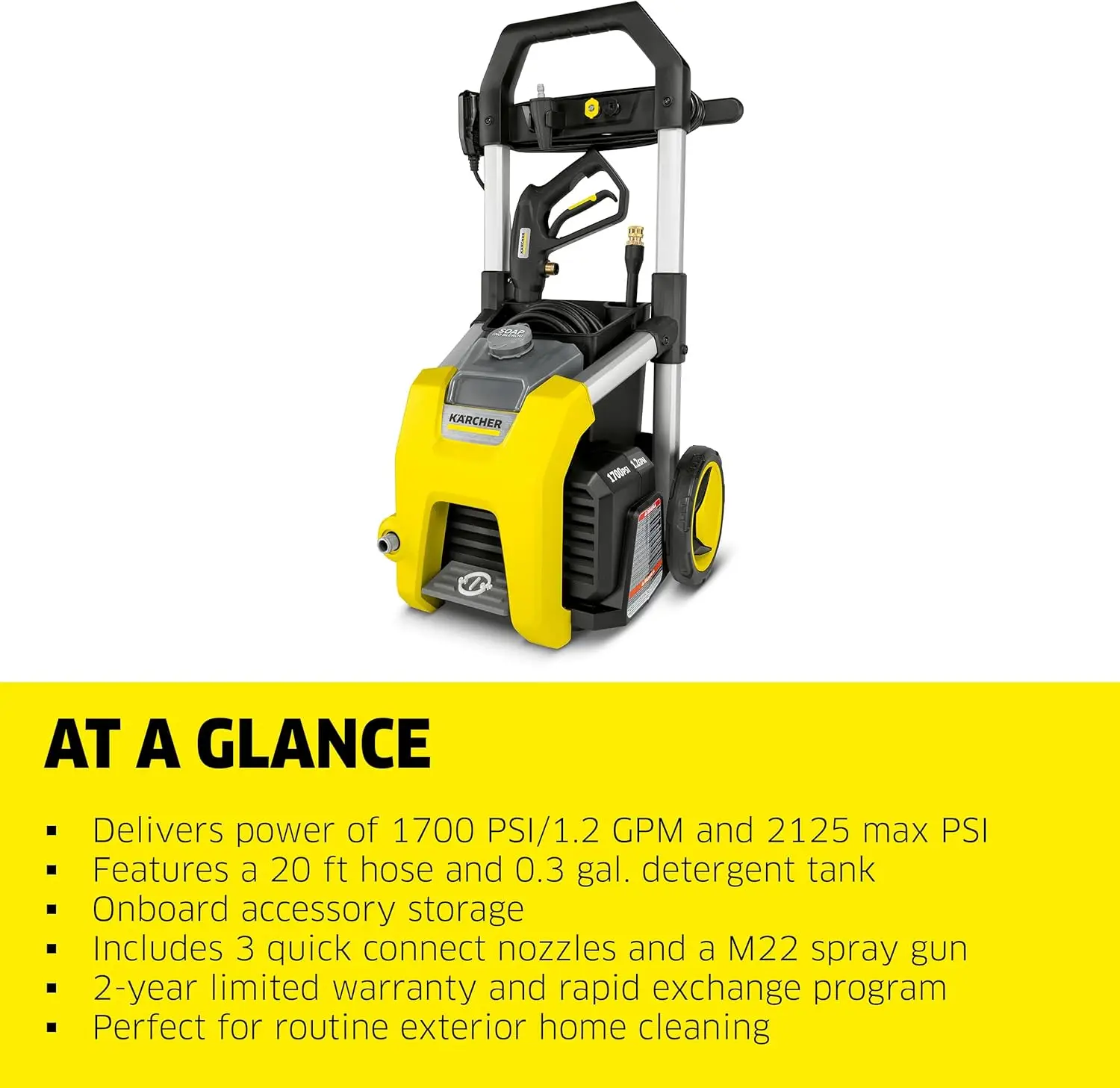 Electric Pressure Washer with 3 Spray Nozzles Great for Cleaning Cars Siding Driveways Fencing and More 1.2 GPM