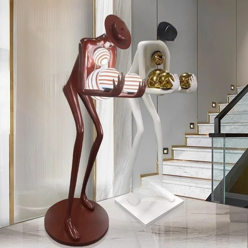 

Humanoid statue sculpture long arm ball design exhibition hall ornament hotel living room sofa Nordic modeling