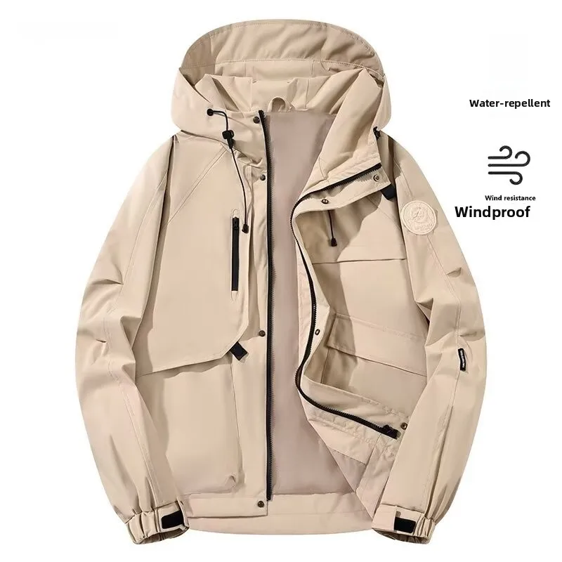 

Outdoor Windproof Waterproof Detachable Couples Sports Climbing Clothes Loose Fit Polyester Fiber Zipper Decoration Casual Sle