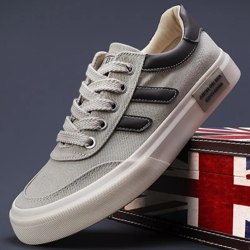 

Men Canvas Sneakers Fashion Spring Autumn Casual Platform Lace Up Flats Shoes Non-slip Wear-resistant Sports Shoes