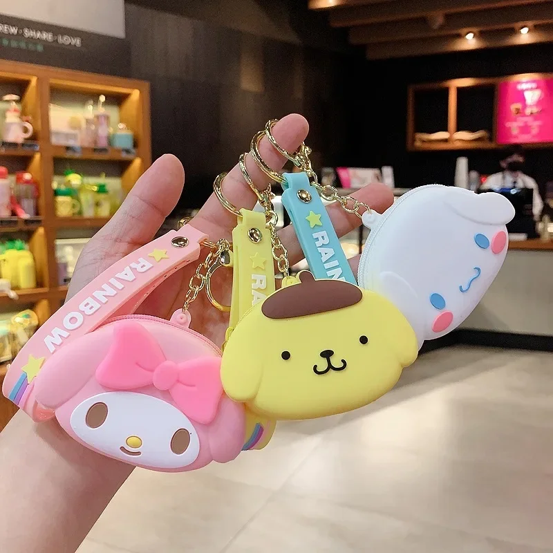 Sanrio Women Coin Purse Cartoon Cute Zipper Silicone Kitty Melody Coin Purse Pouch Purse Earphone Bag Wallet Bag Key Holder Gift