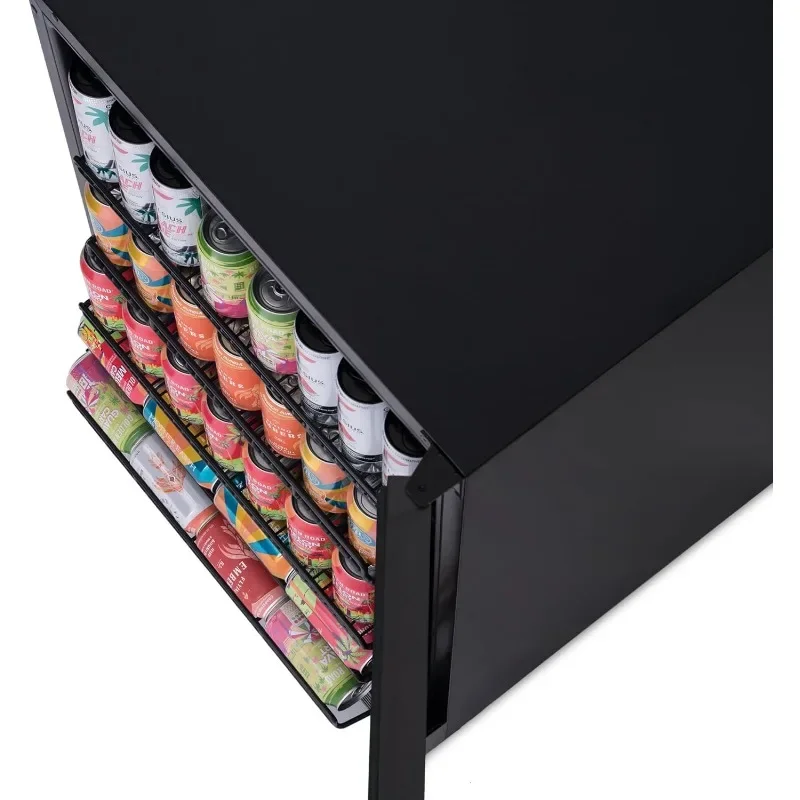 ثلاجة مشروبات مدمجة مقاس 24 بوصة، مبرد صغير بسعة 177 علبة لغرفة النوم - ثلاجة مشروبات من الفولاذ المقاوم للصدأ باللون الأسود