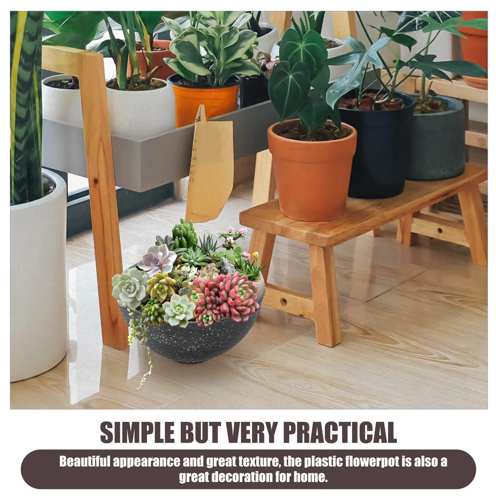 

Hydroponic Stone Bowl Planter Plastic Daffodil Plant Pot Smooth Surface Decorative Fish Bowl Home Office Balcony Planting